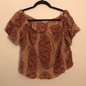 Madewell Off-the Shoulder Silk Paisley Top